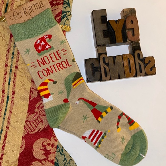 🆕🎄KARMA “No Elf Control” Women’s Crew Socks - Picture 1 of 8